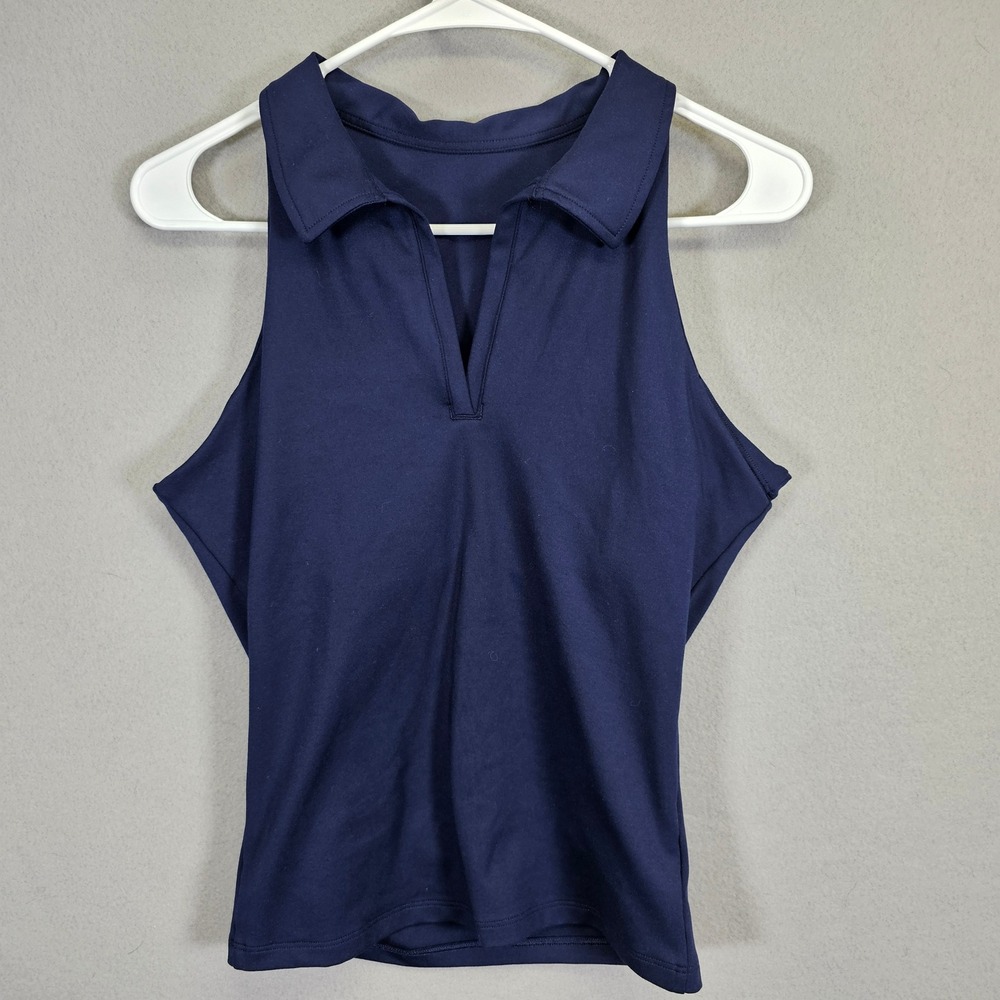 Gap Power Polo Top Womens Medium Navy Blue Sleeveless Golf Tennis 738911-02
